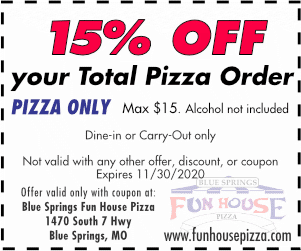 15% OFF your total order!, coupon valid November 2020