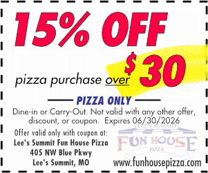 15% Off your pizza order over $30, June 2026